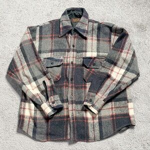 CPO VTG 90s Plaid Shirt Jacket Medium Anchor Buttons Grunge Cobain Retro USA